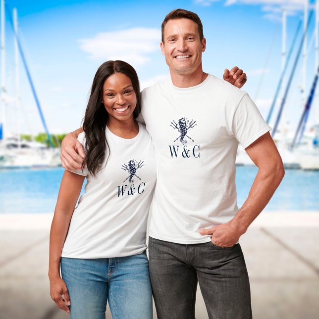 Personalised Monogram Seahorse Nautical T-Shirt (Creator Uploaded)