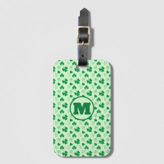 Personalised monogram Shamrock pattern green Lugga Luggage Tag