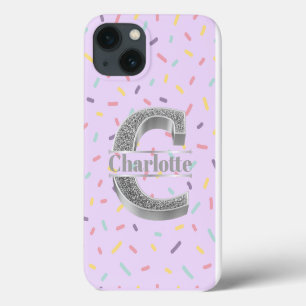 Personalised Monogram Silver Initial B Your Name iPhone 13 Case