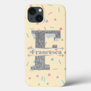 Personalised Monogram Silver Initial F Your Name iPhone 13 Case
