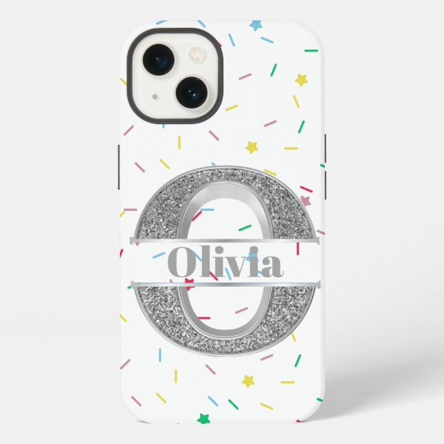 Personalised Monogram Silver Initial O Your Name   iPhone Case (Back)