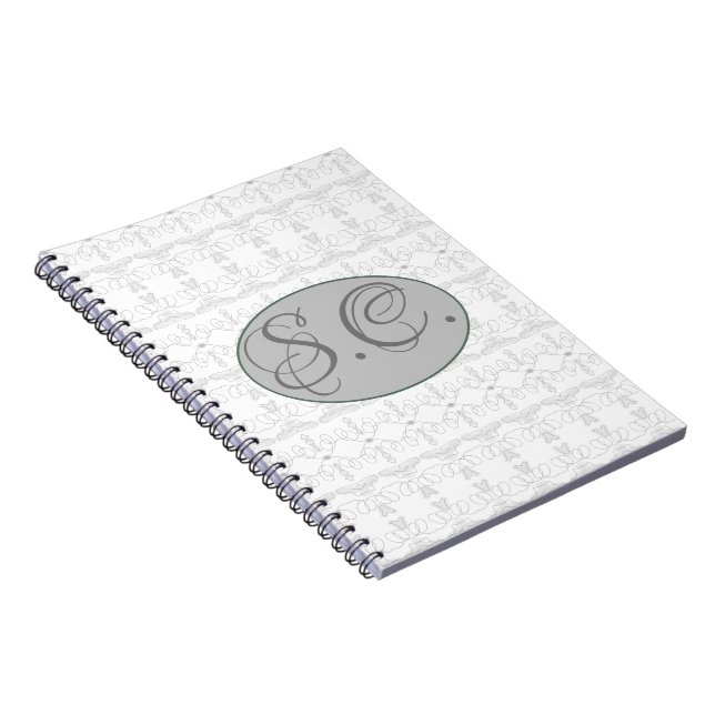 Personalised Monogram Spiral Notebook In Grey (Right Side)