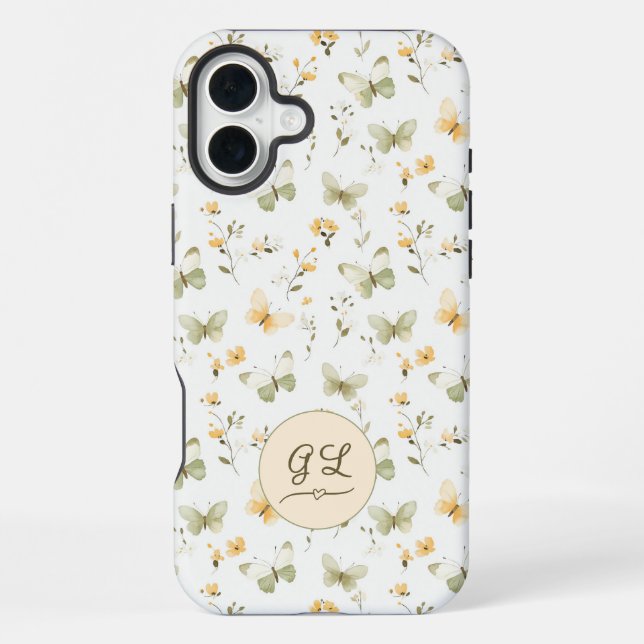 Personalised Monogram Spring Butterfly iPhone Case (Back)