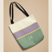 Personalised Monogram Striped Elegant Tote Bag