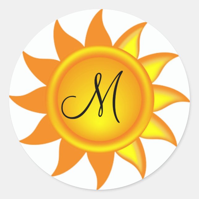 Personalised Monogram Sun Beach Stickers (Front)