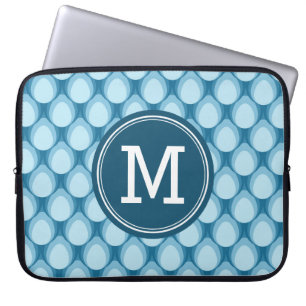Personalised Monogram Teadrop Pattern Blue Laptop Sleeve