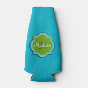 Personalised Monogram Teal Bottle Cooler