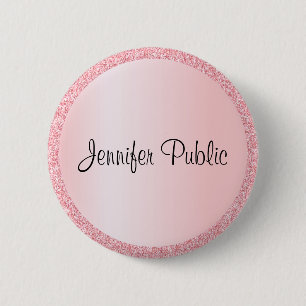 Personalised Monogram Template Elegant Rose Gold 6 Cm Round Badge