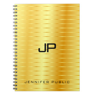 Personalised Monogram Template Faux Gold Notebook