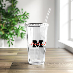 Personalised monogram text acrylic tumbler