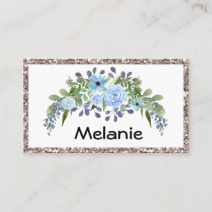 Personalised monogram text watercolor flower flora business card