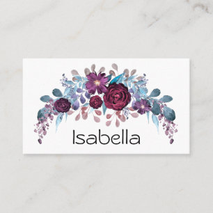 Personalised monogram text watercolor flower flora business card
