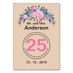 Personalised monogram text watercolor flower flora table number