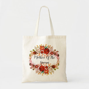 Personalised monogram text watercolor flower flora tote bag