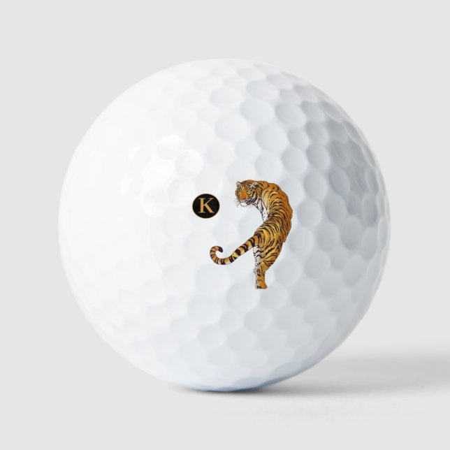 Personalised Monogram Tiger Wild Animal Golf Balls (Front)