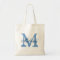 Personalised monogram tote bag | blue and white