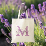 Personalised monogram tote bag | lavender purple<br><div class="desc">Personalised name monogram tote bag | lavender purple / lilac colour. Elegant logo design with monogrammed letter initials.  Cute vintage gift idea for bride,  flower girls,  maid of honour and bridesmaids at weddings.</div>
