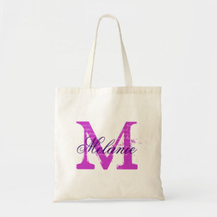 Personalised monogram tote bag Orchid purple