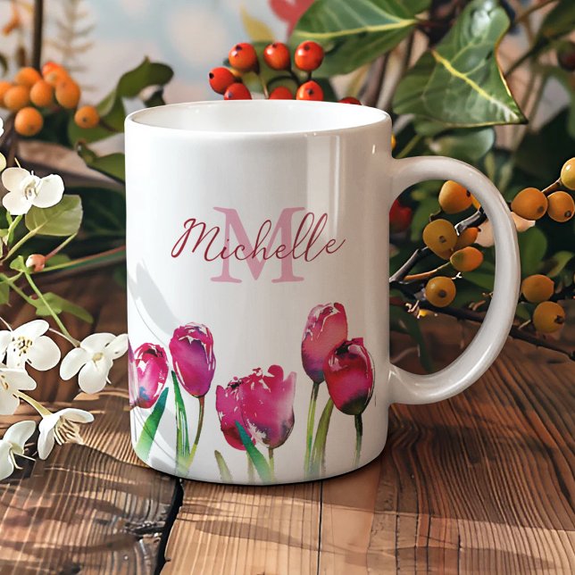 Personalised Monogram Tulip Coffee Mug (Creator Uploaded)