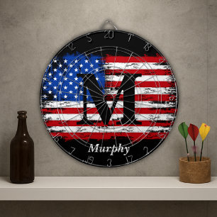 Personalised Monogram USA Flag 4th Of July Party Dartboard