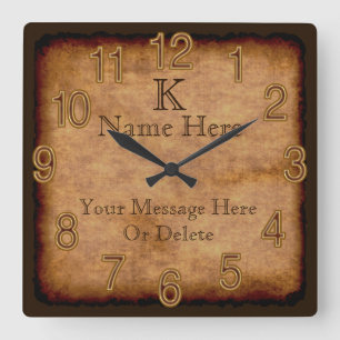 Personalised Monogram Vintage Clock 3 Text Boxes