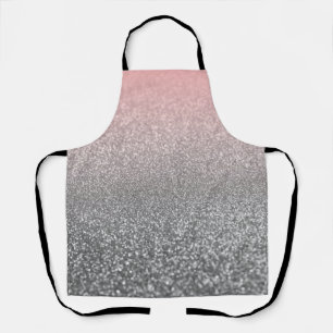 Personalised monogram vintage glitter shine pink apron