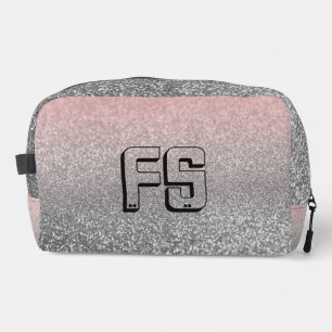 Personalised monogram vintage glitter shine pink dopp kit