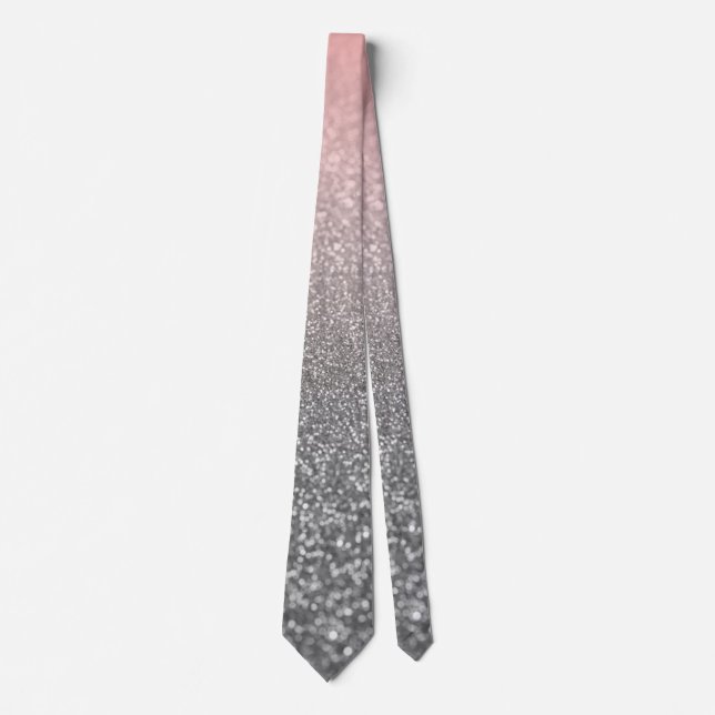 Personalised monogram vintage glitter shine pink s tie (Front)