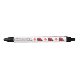 Personalised monogram watercolor Ladybugs Black Ink Pen