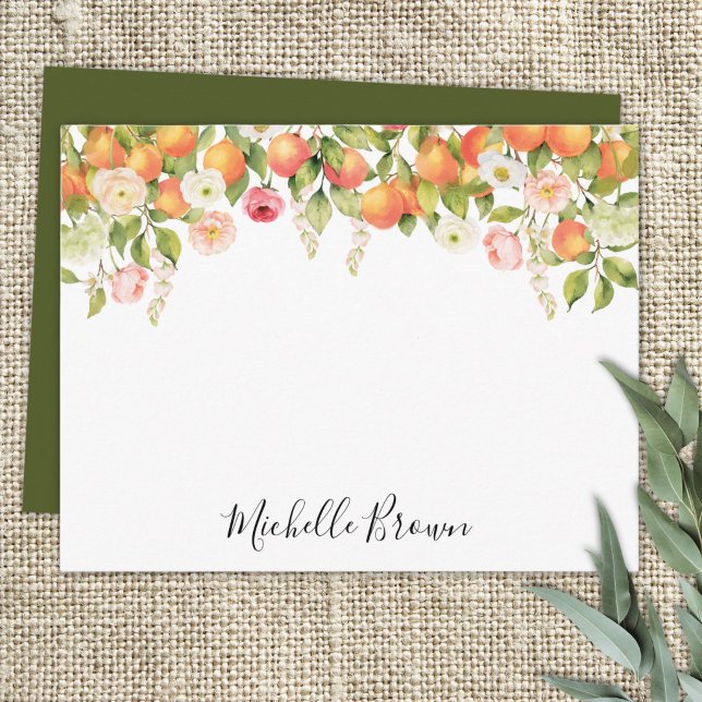 Personalised Monogram Watercolor Orange Elegant Card (Creator Uploaded)