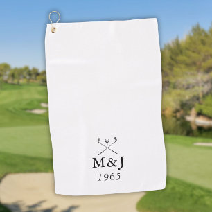 Personalised Monogram Wedding Anniversary Date Golf Towel