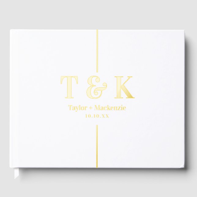 Personalised Monogram Wedding Real Foil Guest Book (Front)