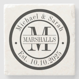 Personalised Monogram Wedding Stone Coaster