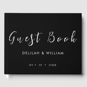 Personalised Monogram White on Black Guest Book