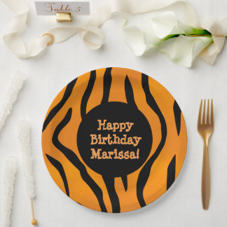 Personalised Monogram Wild Thing Tiger Stripes Paper Plate