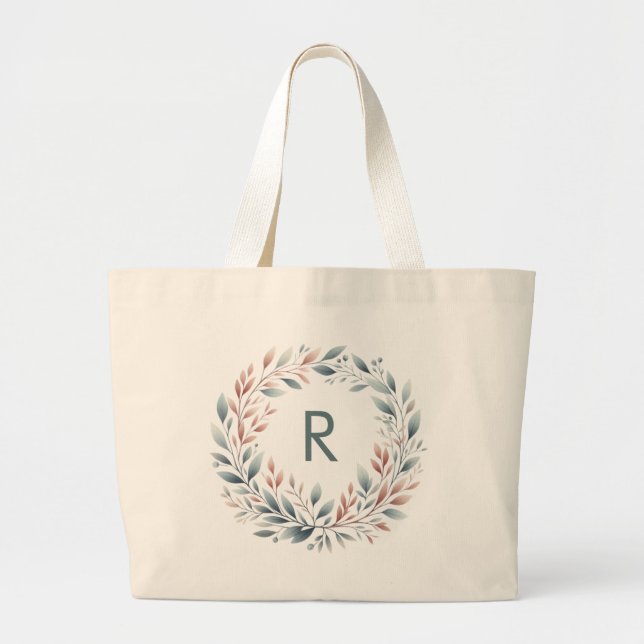 Personalised Monogram Wreath Tote Bag (Front)
