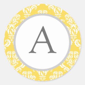 Personalised Monogram Yellow Damask Envelope Seals