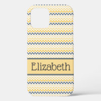 Personalised Monogram Yellow Grey Chevron 