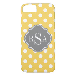 Personalised Monogram Yellow Polka Dots Pattern Case-Mate iPhone Case