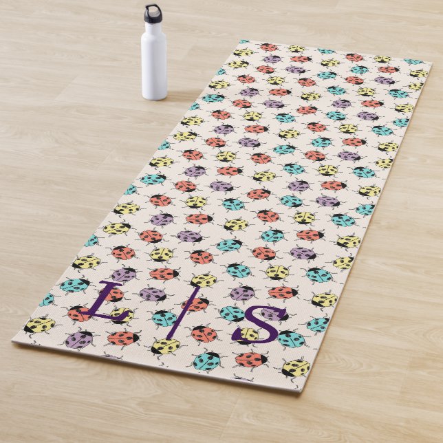 Personalised Monogram Yoga Mat – Colourful Ladybug (In Situ)
