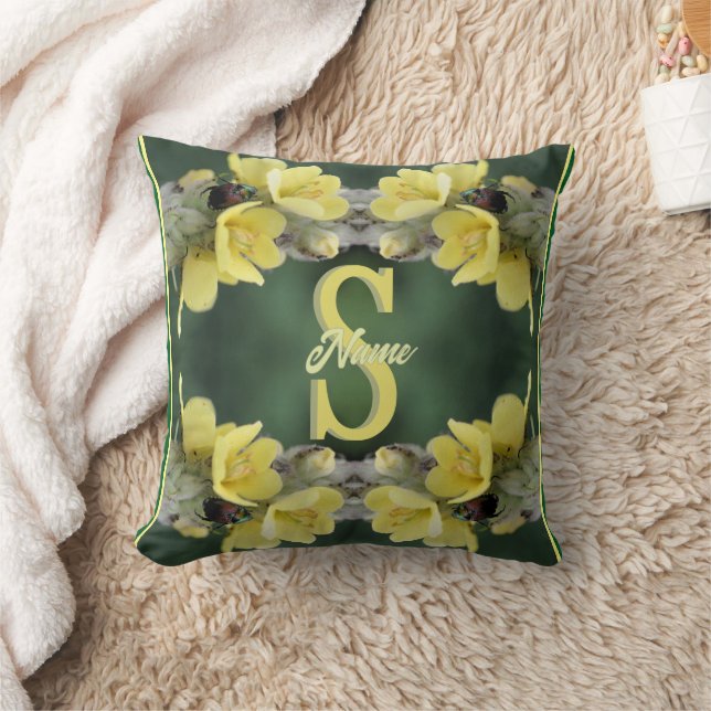Personalised Monogram Your Initial Name Mullein  Cushion (Blanket)
