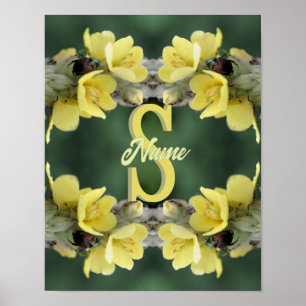Personalised Monogram Your Initial Name Mullein  Poster