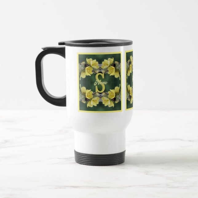 Personalised Monogram Your Initial Name Mullein  Travel Mug (Left)
