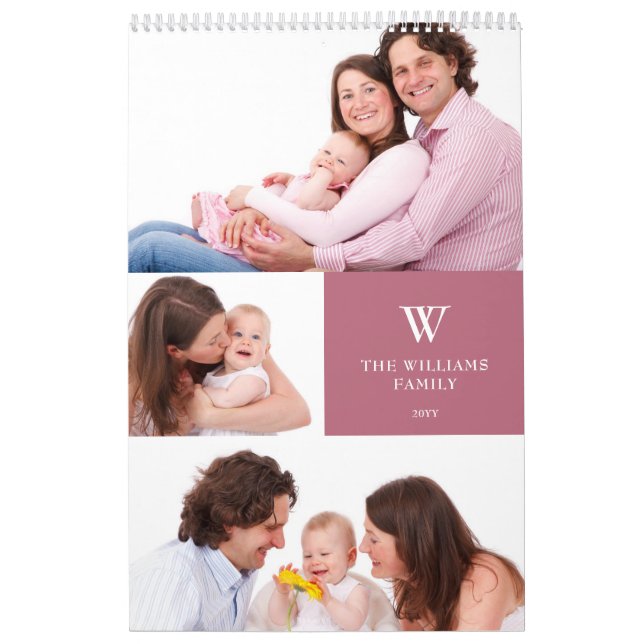 Personalised Monogrammed 15 Family Photo 2025 Calendar (Cover)