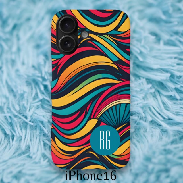 Personalised Monogrammed Abstract Waves Pattern Case-Mate iPhone Case (Personalized Monogrammed Abstract Waves Pattern Case-Mate iPhone 16 Case from Ricaso
)