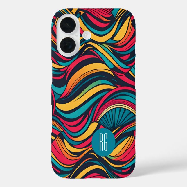 Personalised Monogrammed Abstract Waves Pattern Case-Mate iPhone Case (Back)