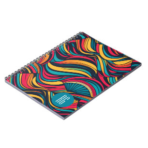Personalised Monogrammed Abstract Waves Pattern Notebook