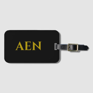 Personalised Monogrammed Black and Gold Luggage Tag