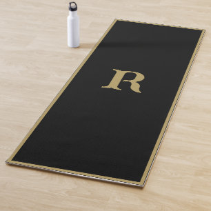 Personalised Monogrammed Black and Gold Yoga Mat