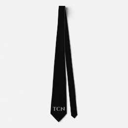 Personalised Monogrammed Black and Silver Tie
